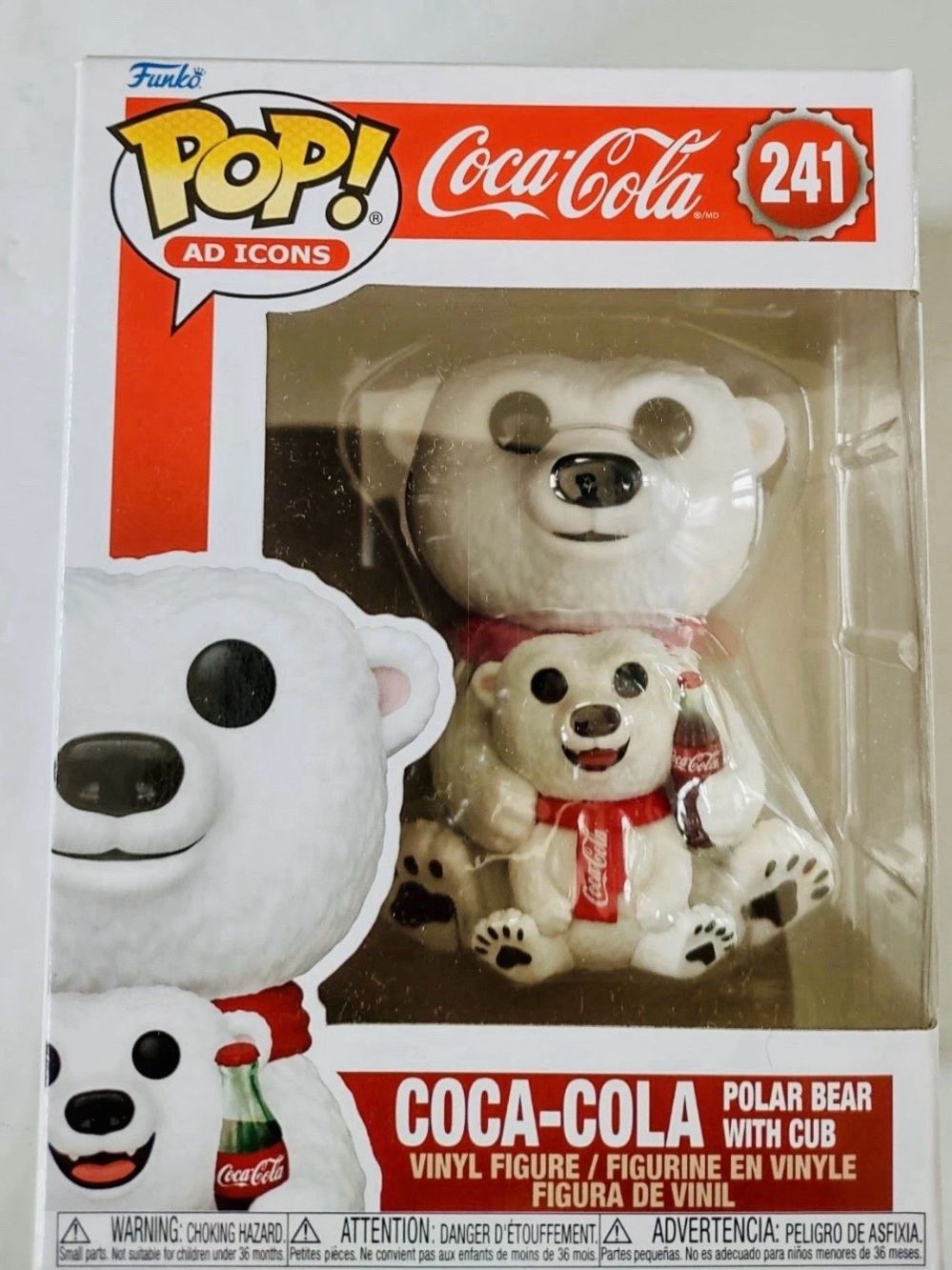 Coca-Cola White Polar Bear with Cub Pop! Vinyl Figure - Red Accents